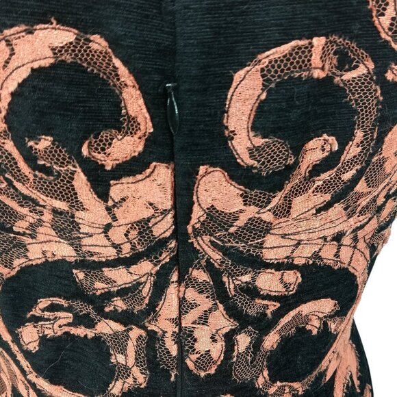 Yoana Baraschi Lace Applique Sleeveless Notch Neck Cocktail Dress Size 4 Party - Picture 10 of 14